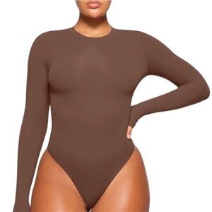 SKIMS Fits Everybody Brown Crewneck Long Sleeve Shapewear Bodysuit Size‎ 2X